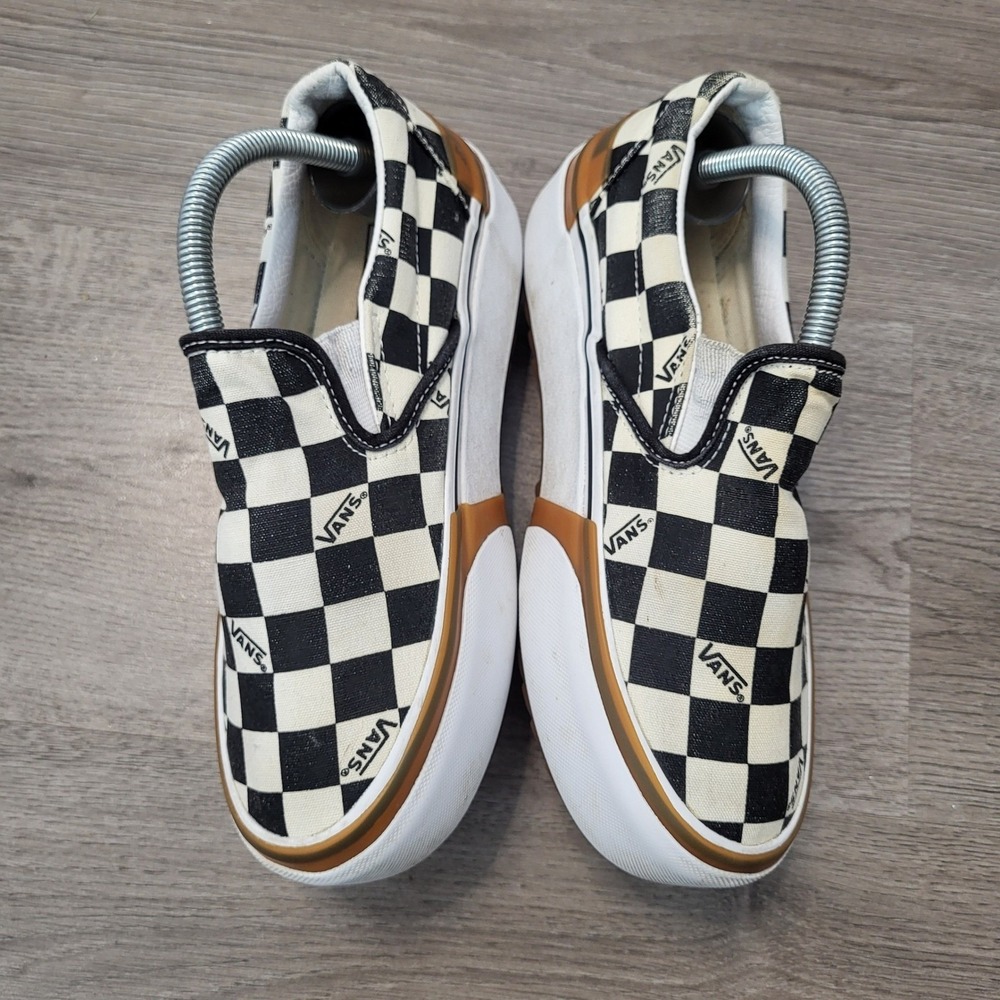 Vans Slip-On Stacked Checkerboard Platform Shoes Black White Women's size 7 - Picture 7 of 9